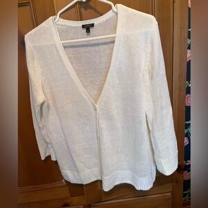 Talbots Ivory V-Neck Cardigan Sweater